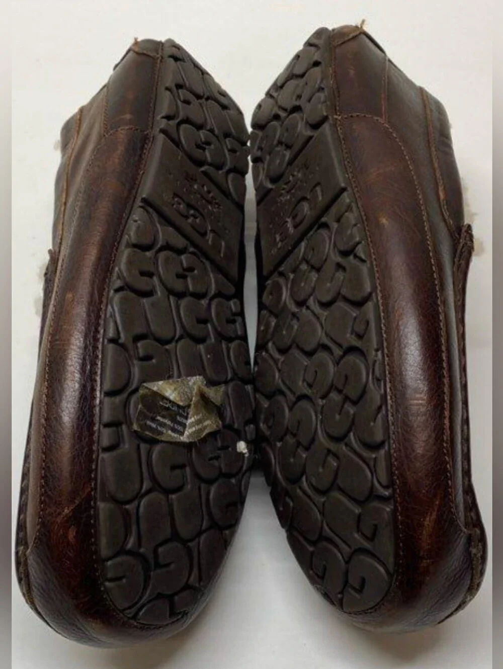 UGG Ascot Men's Dark Brown Leather Slippers Size 14 Used Exc